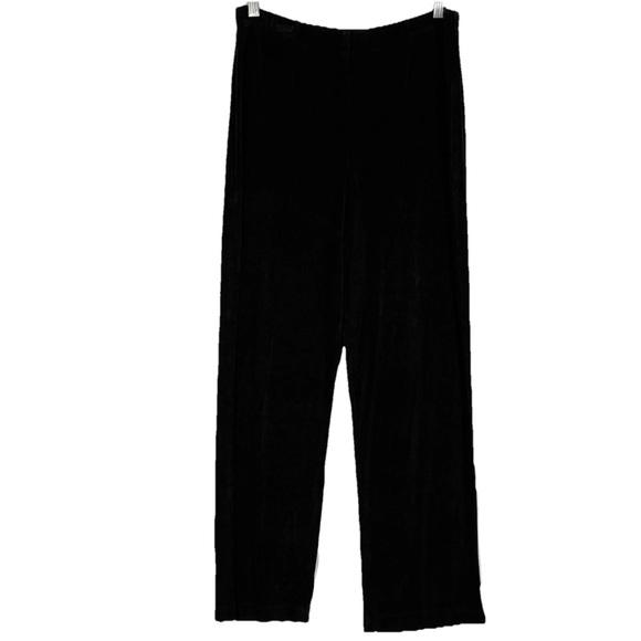 Chicos Travelers Black Acetate Pants 2 Short Liquid Knit Wrinkle Free Travel - Picture 1 of 9
